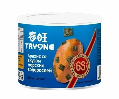Арахис 120 г жареный со вкусом морских водорослей Tryone фото 1