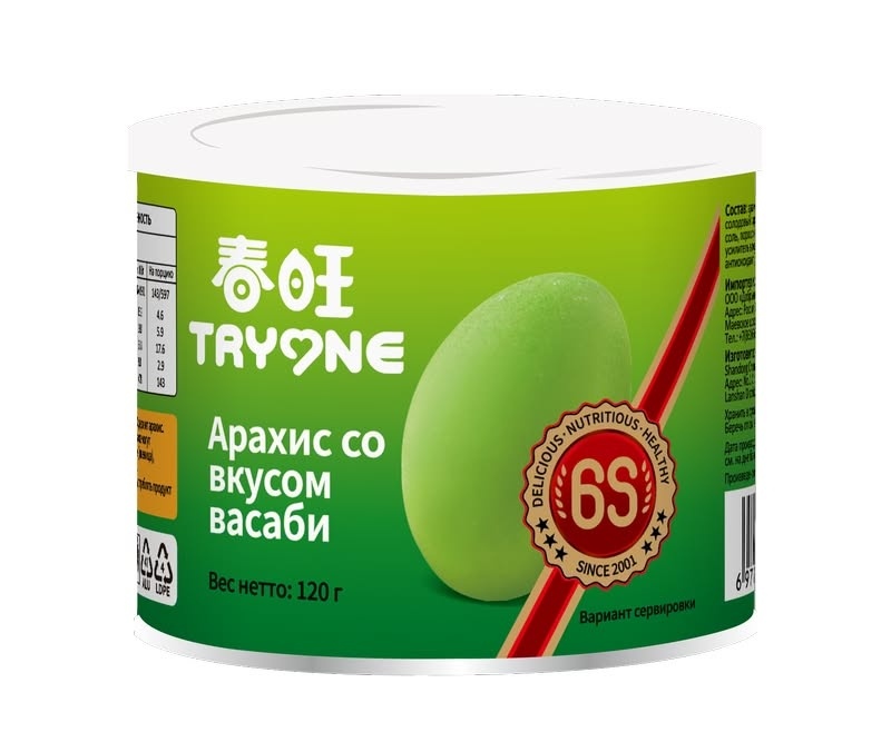 Арахис 120 г жареный со вкусом Васаби Tryone фото 1
