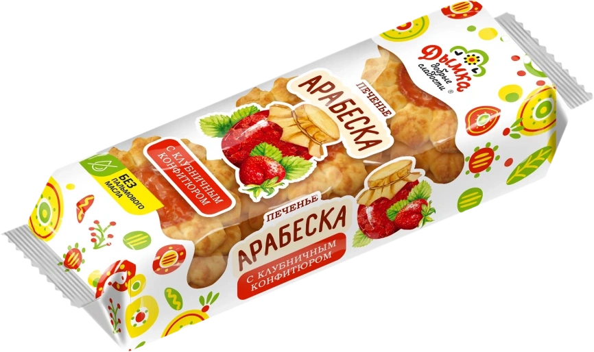 Печенье 200 г Арабеска с клубничным конфитюром Дымка фото 1
